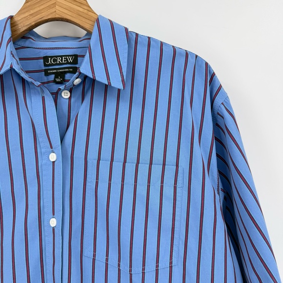J. Crew Etienne Oversized Shirt in Striped Cotton Poplin Size S - Picture 5 of 9